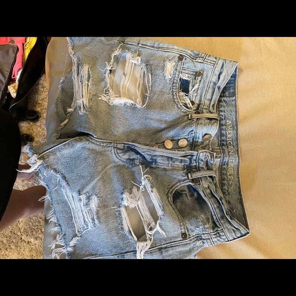 American eagle denim distressed shorts